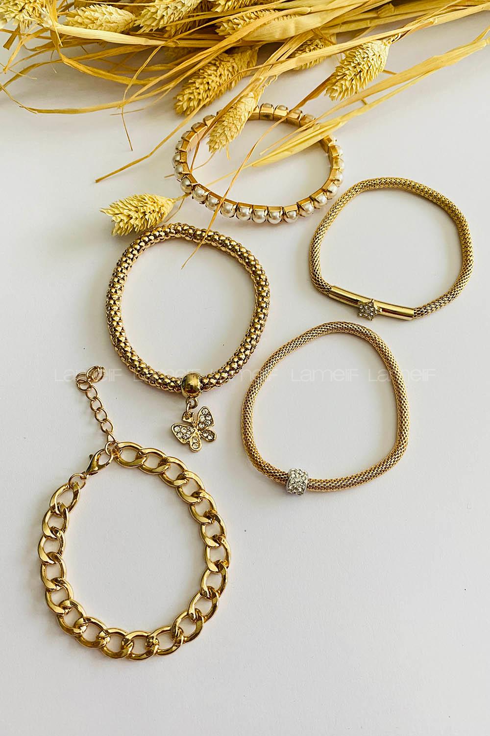 Gold Belted Gold Straight Wristband