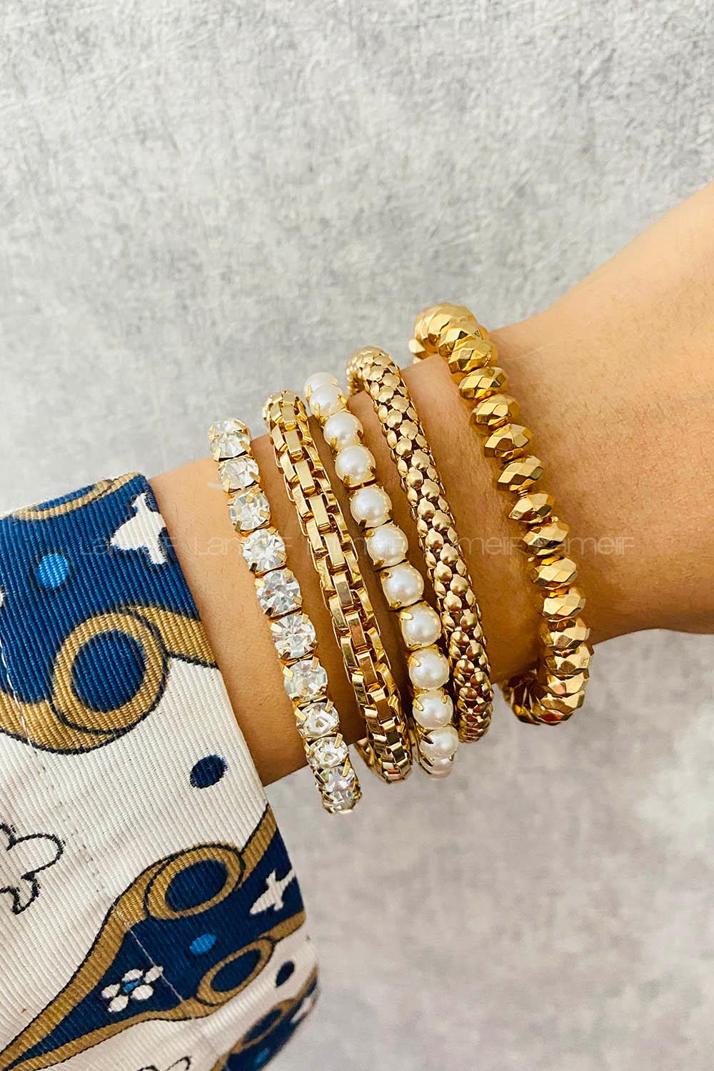 Gold Belted Gold Straight Wristband