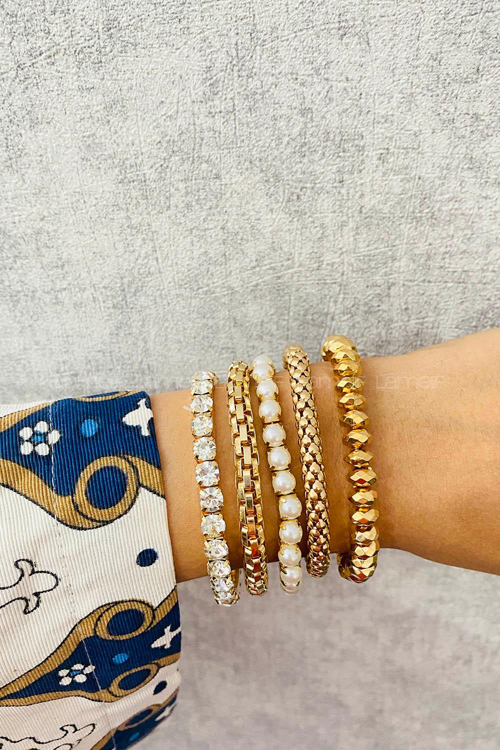 Gold Belted Gold Straight Wristband