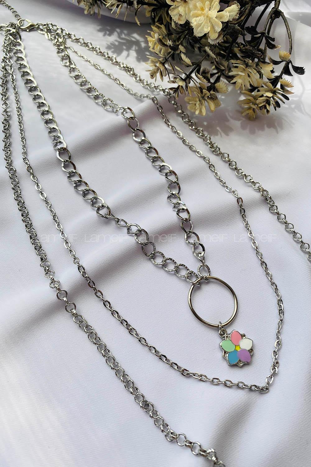 Silver Gold Straight Necklace