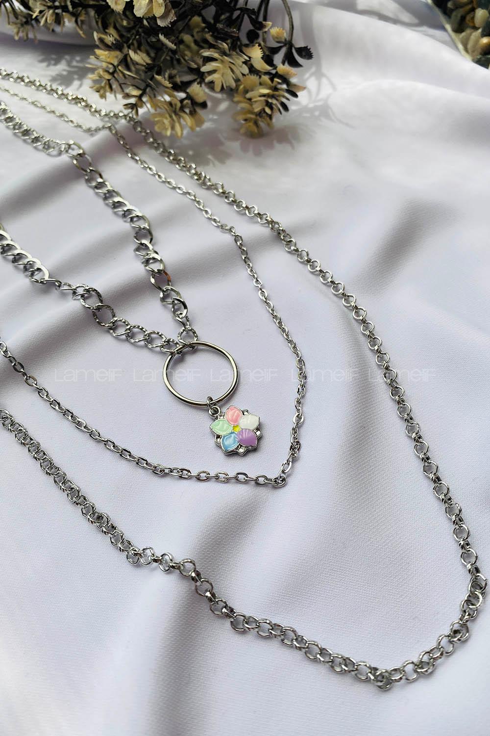 Silver Gold Straight Necklace