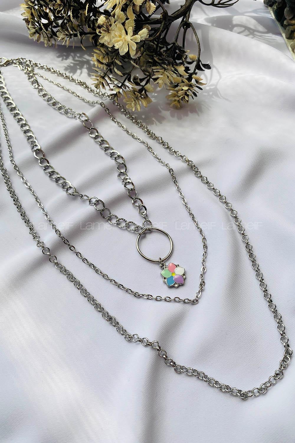 Silver Gold Straight Necklace