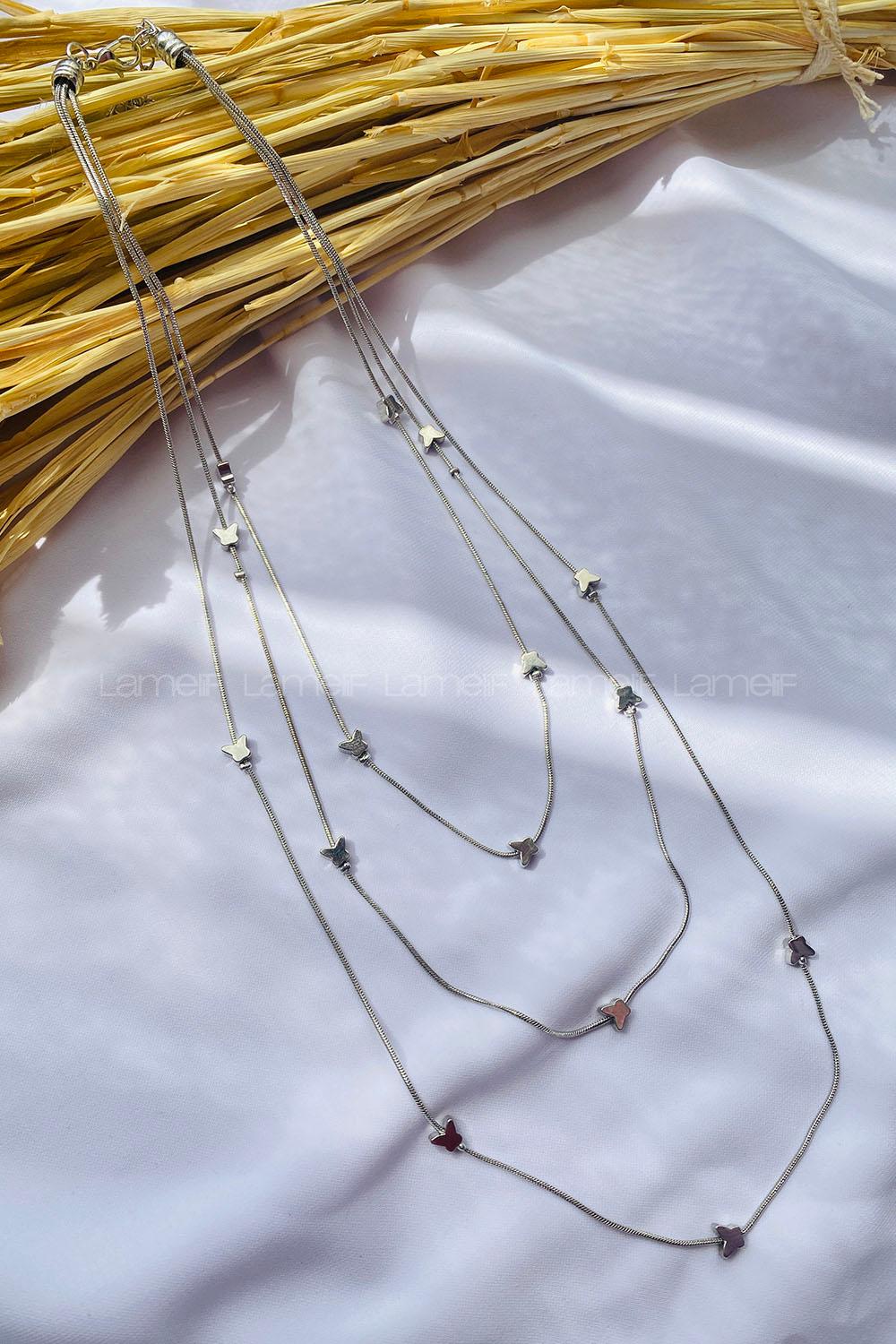 Silver Gold Straight Necklace