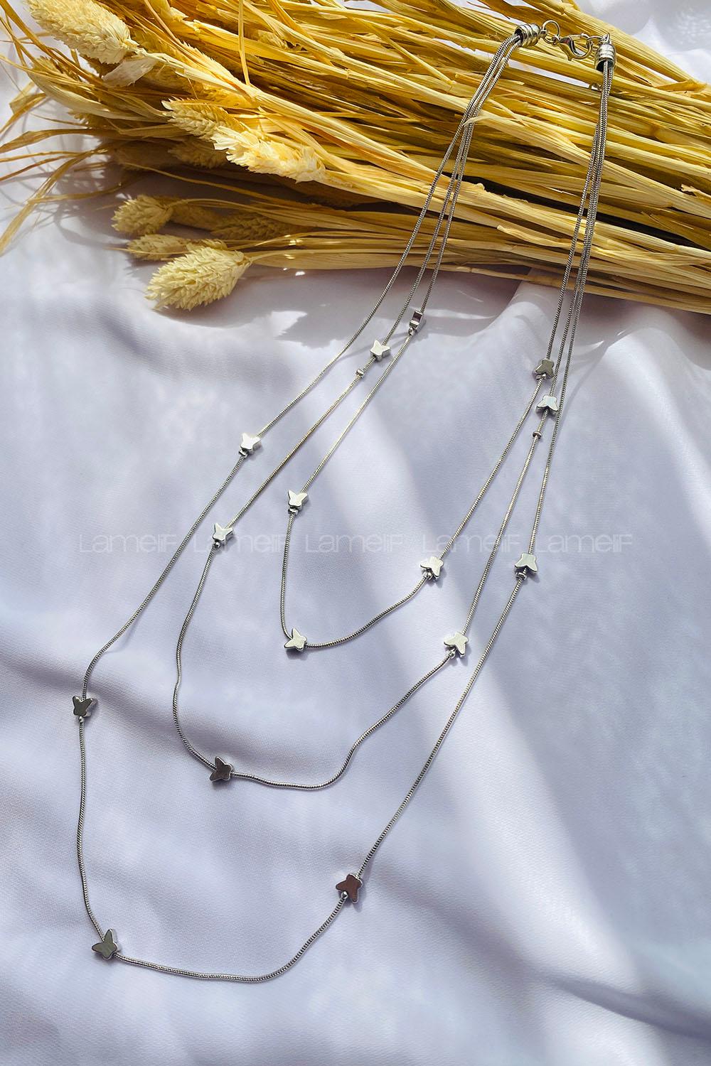 Silver Gold Straight Necklace