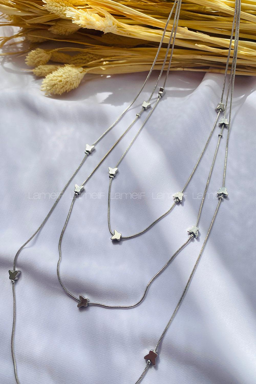 Silver Gold Straight Necklace