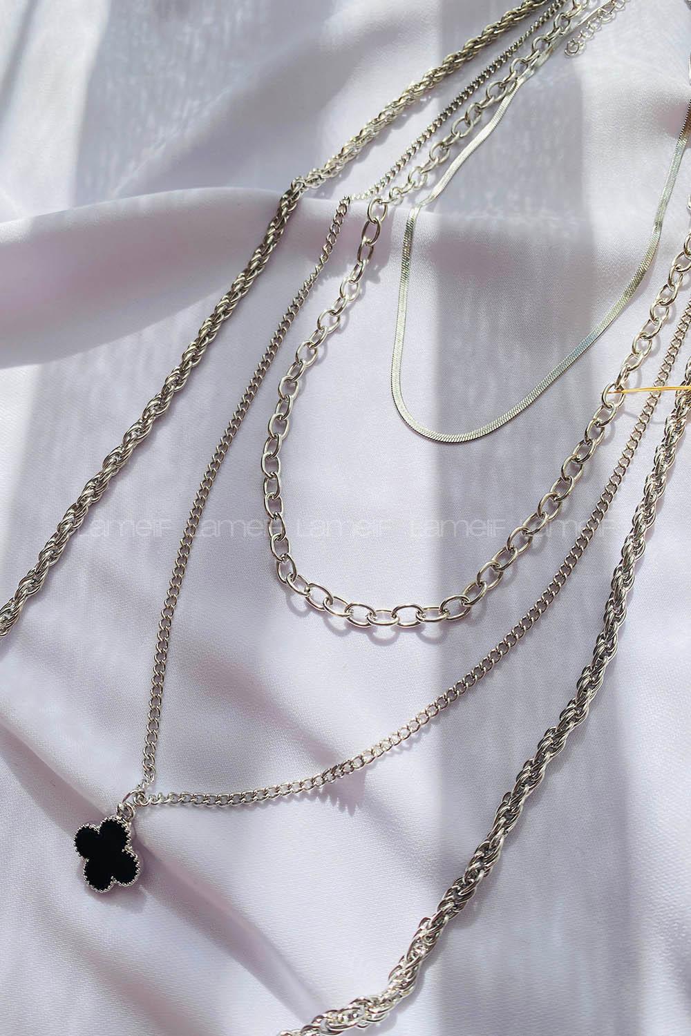 Silver Gold Straight Necklace