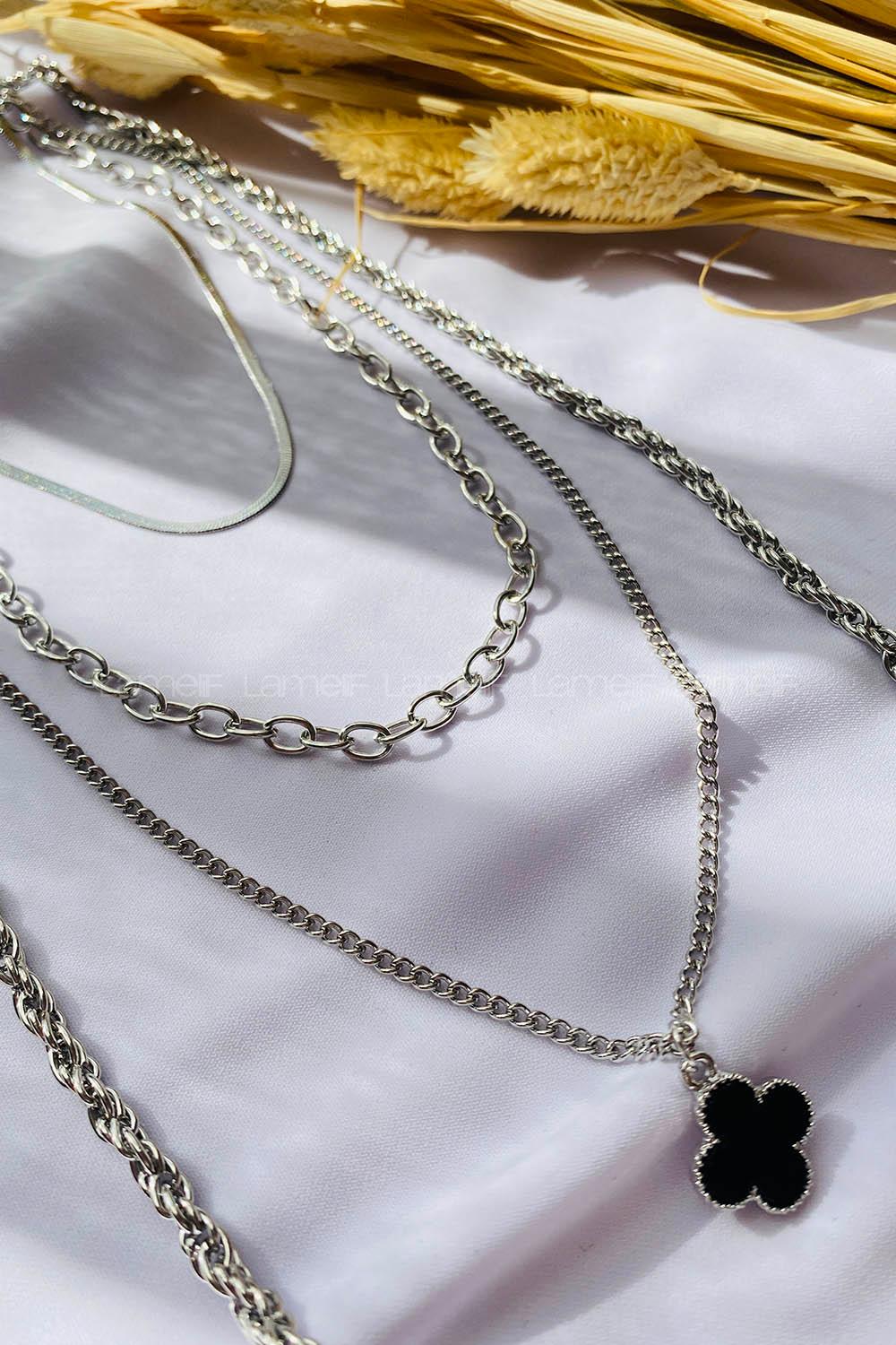 Silver Gold Straight Necklace
