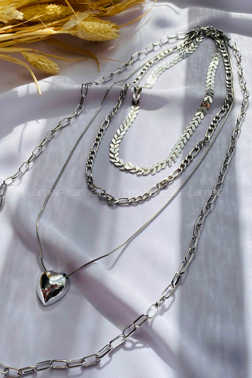 Silver Gold Straight Necklace