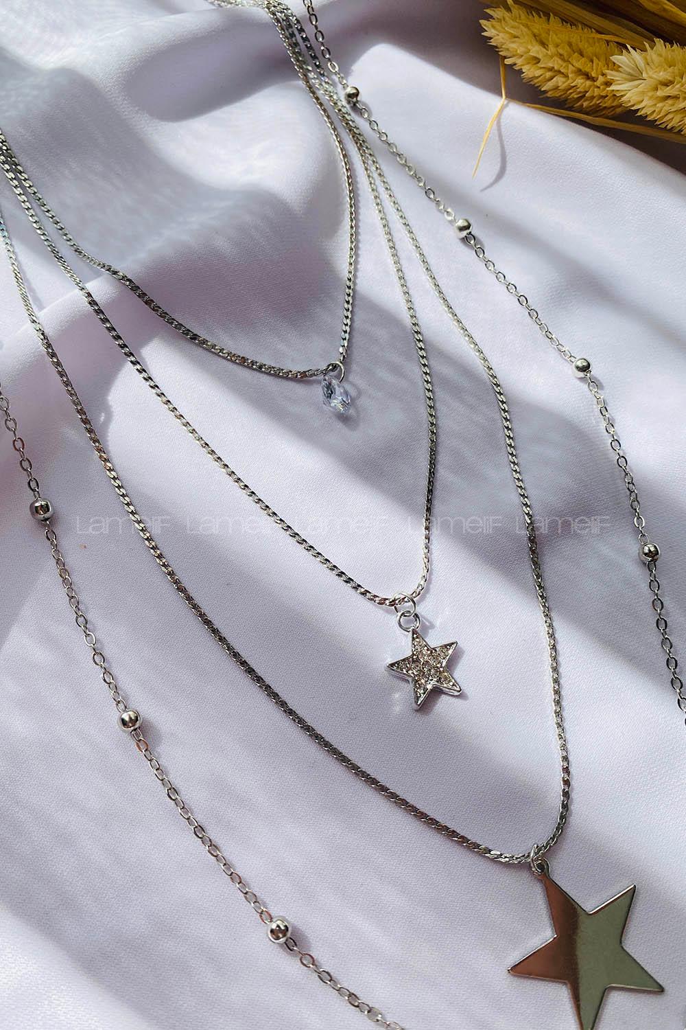 Silver Gold Straight Necklace