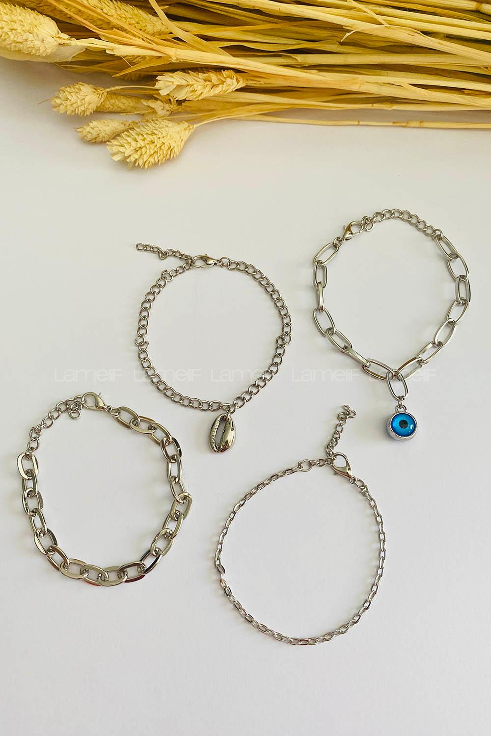 Silver-1 Belted Gold Straight Wristband