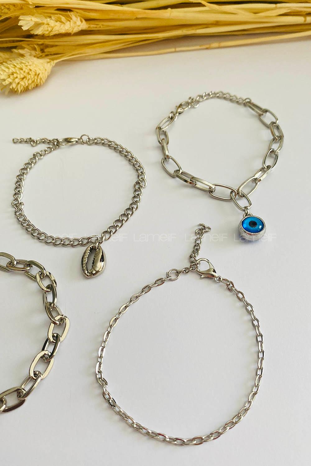 Silver-1 Belted Gold Straight Wristband