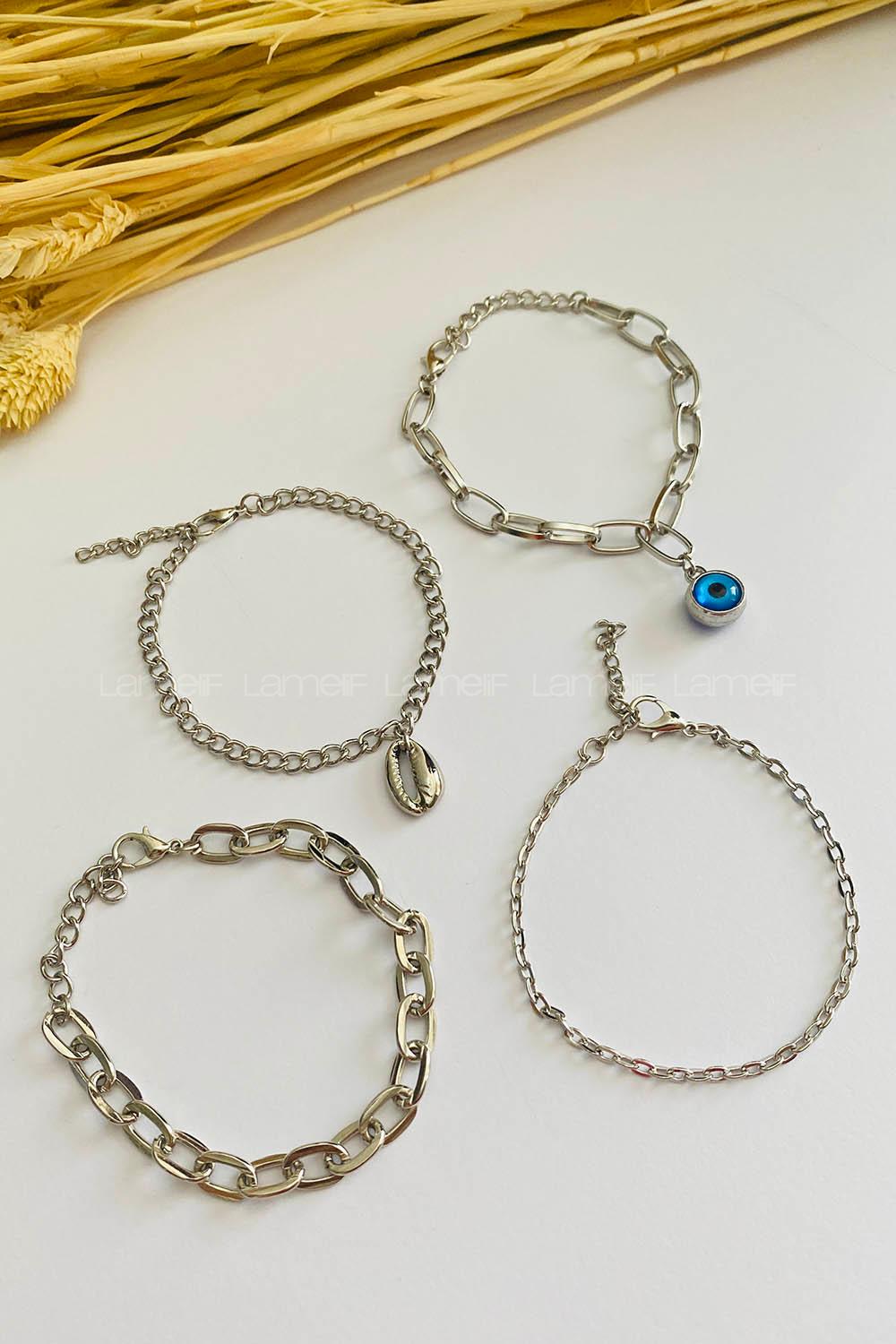 Silver-1 Belted Gold Straight Wristband