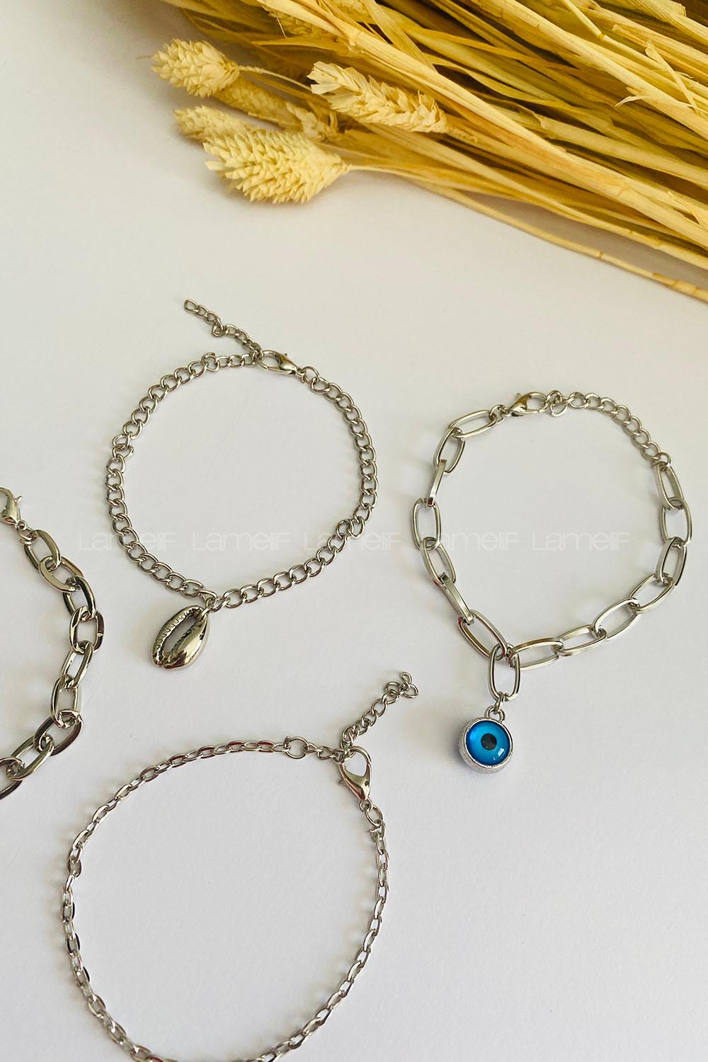 Silver-1 Belted Gold Straight Wristband