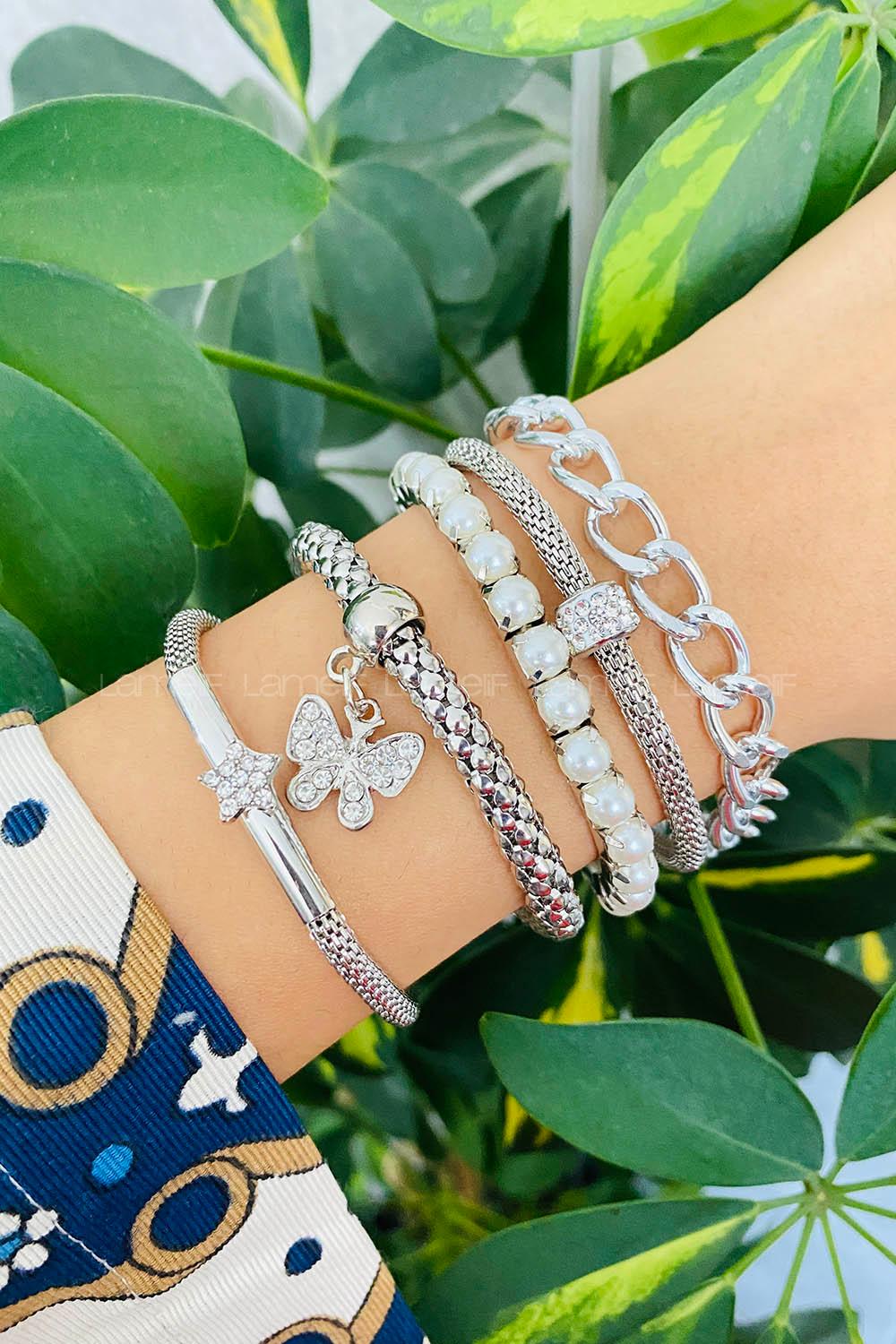 Silver Belted Gold Straight Wristband