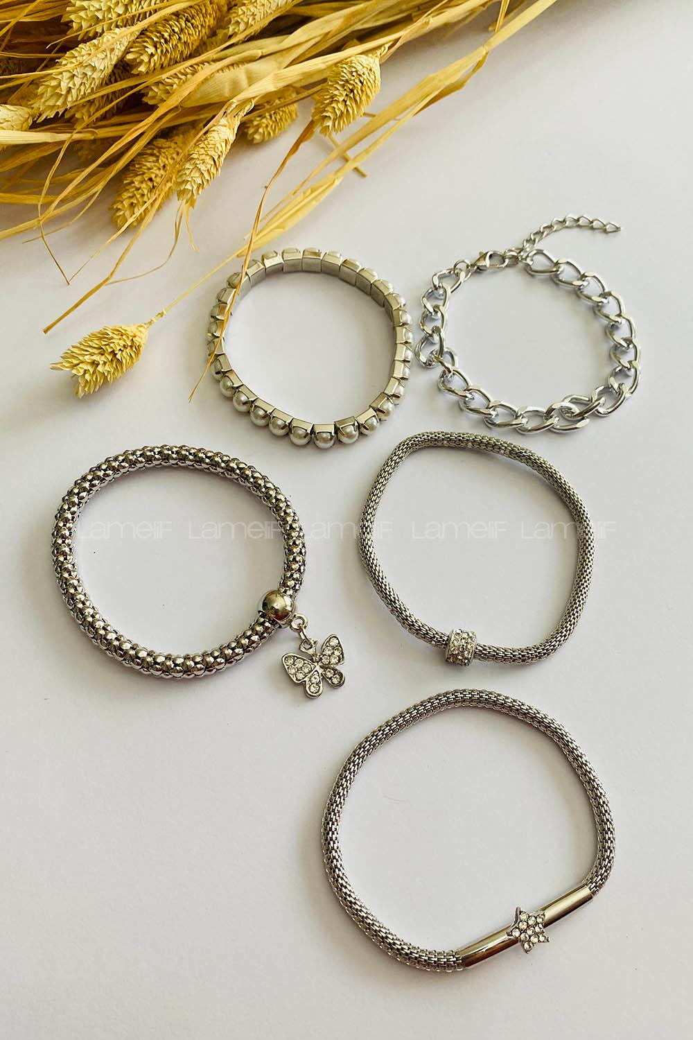 Silver Belted Gold Straight Wristband