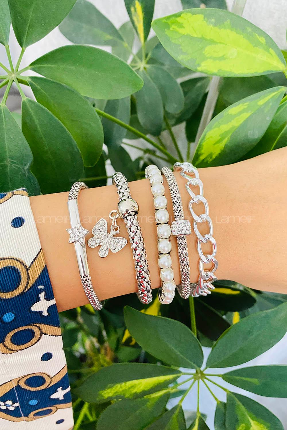 Silver Belted Gold Straight Wristband