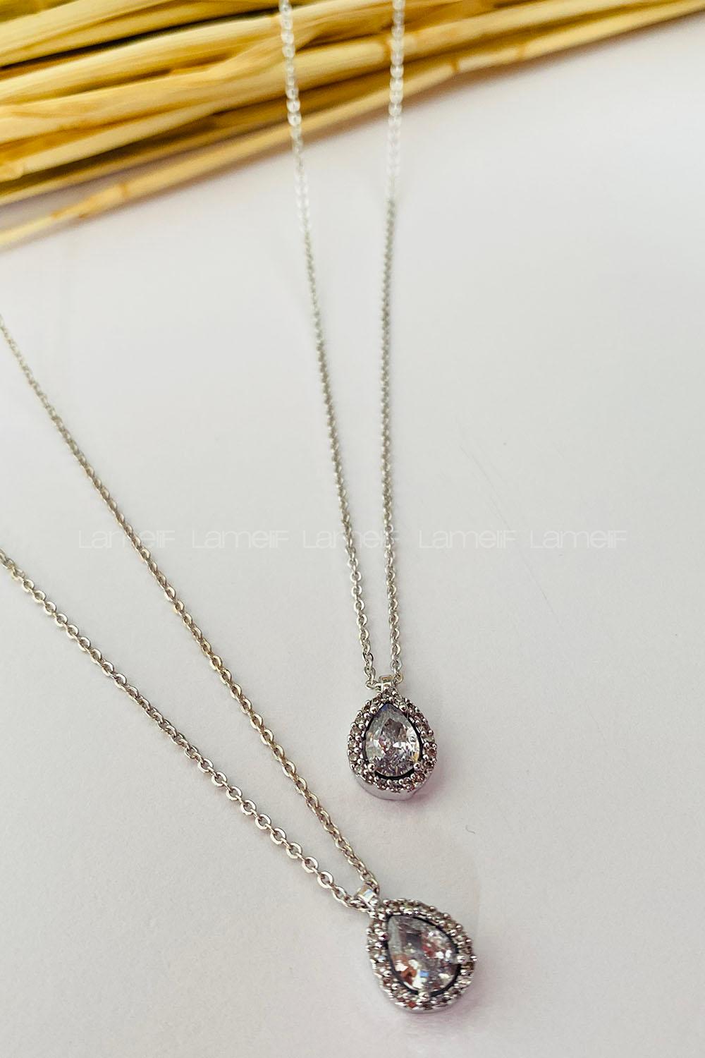 Silver-7 Gold Straight Necklace