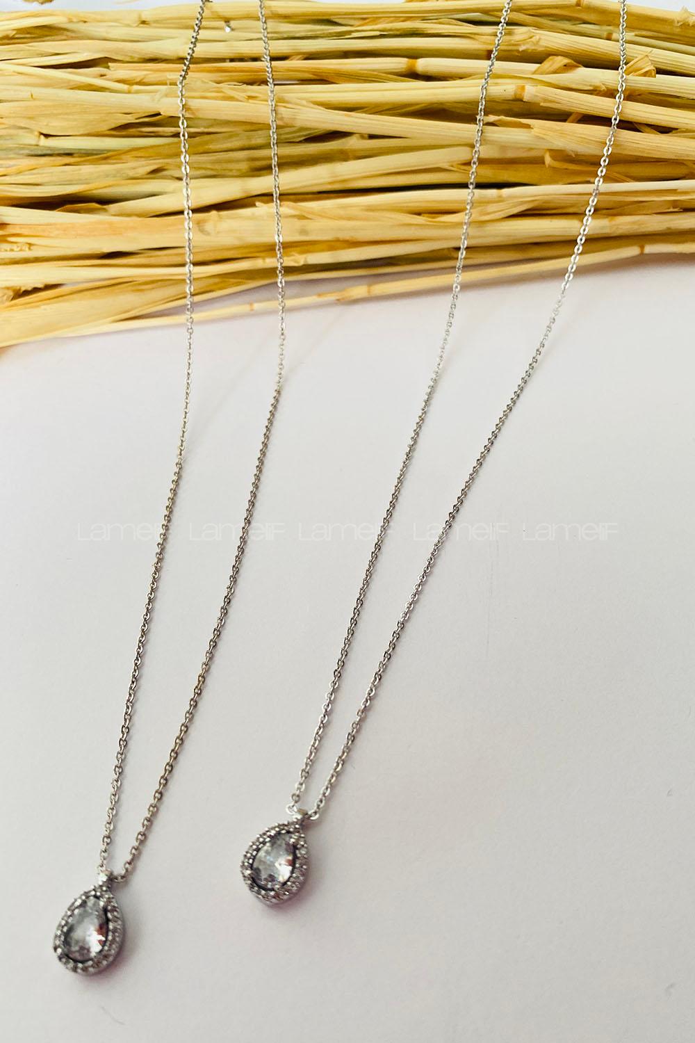 Silver-7 Gold Straight Necklace
