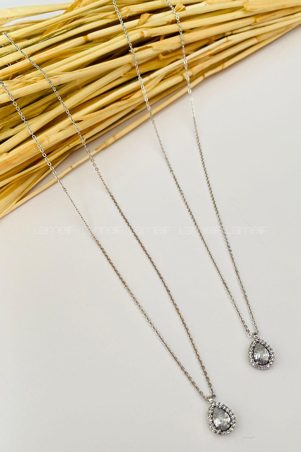 Silver-7 Gold Straight Necklace