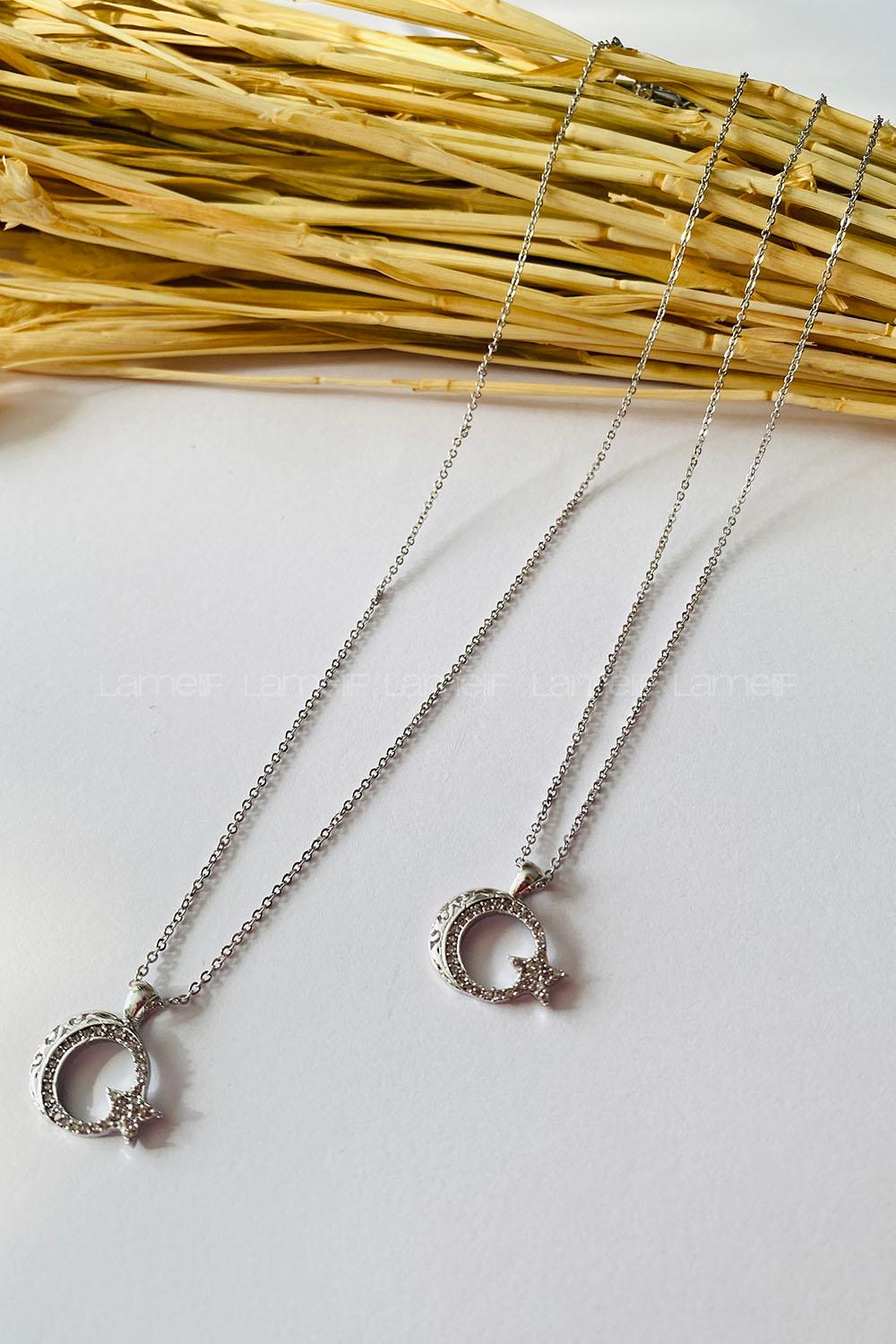 Silver-1 Gold Straight Necklace