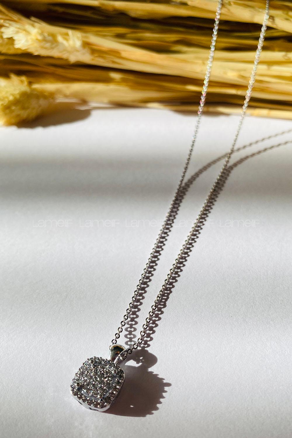 Silver-3 Gold Straight Necklace