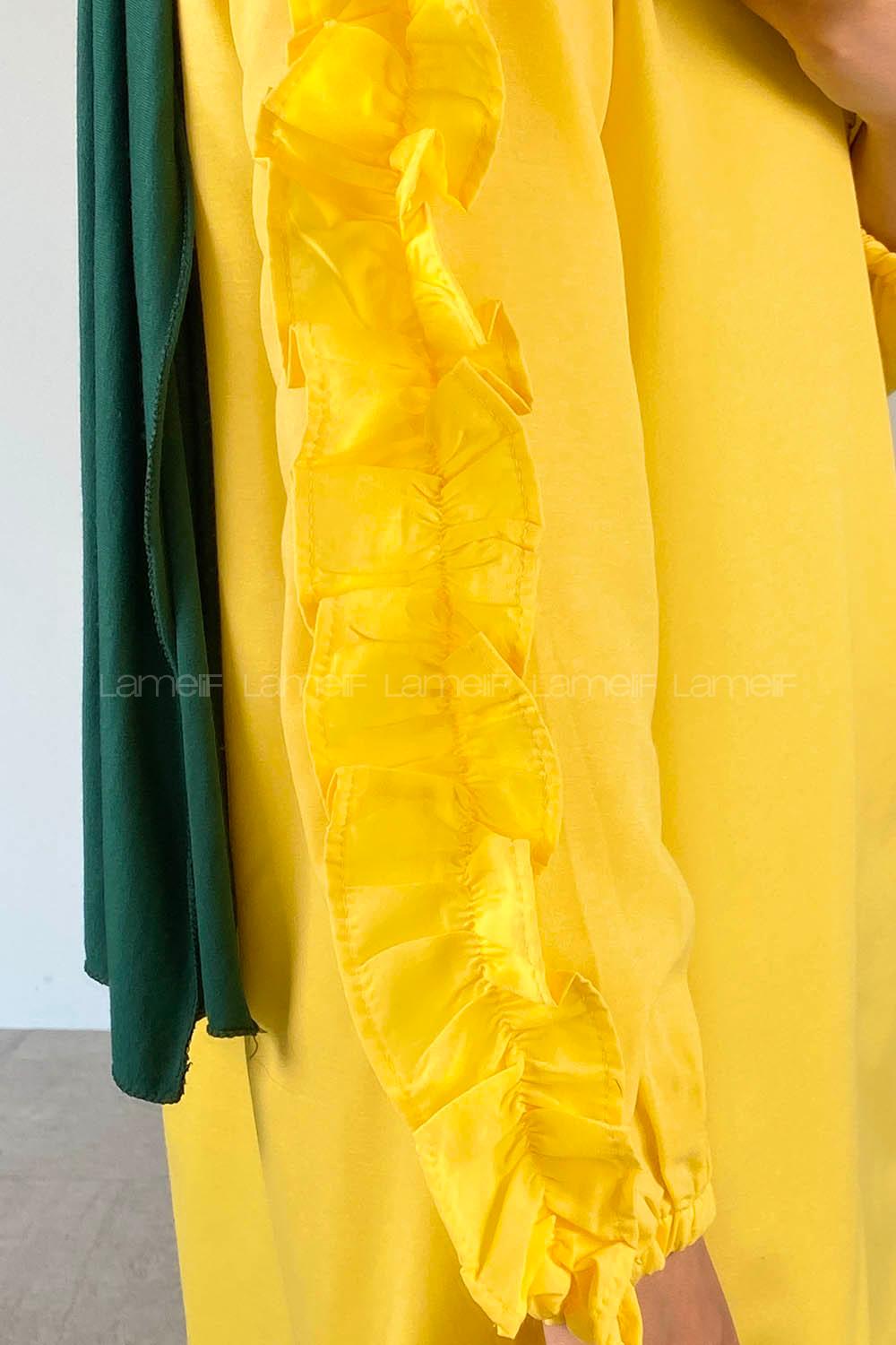 Yellow Shirt Collar Long Arm Cotton Unprinted Shirt