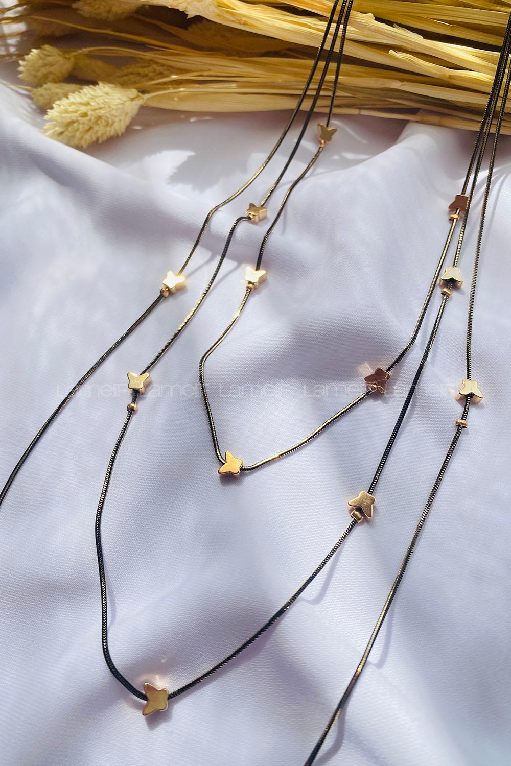 Black Gold Straight Necklace