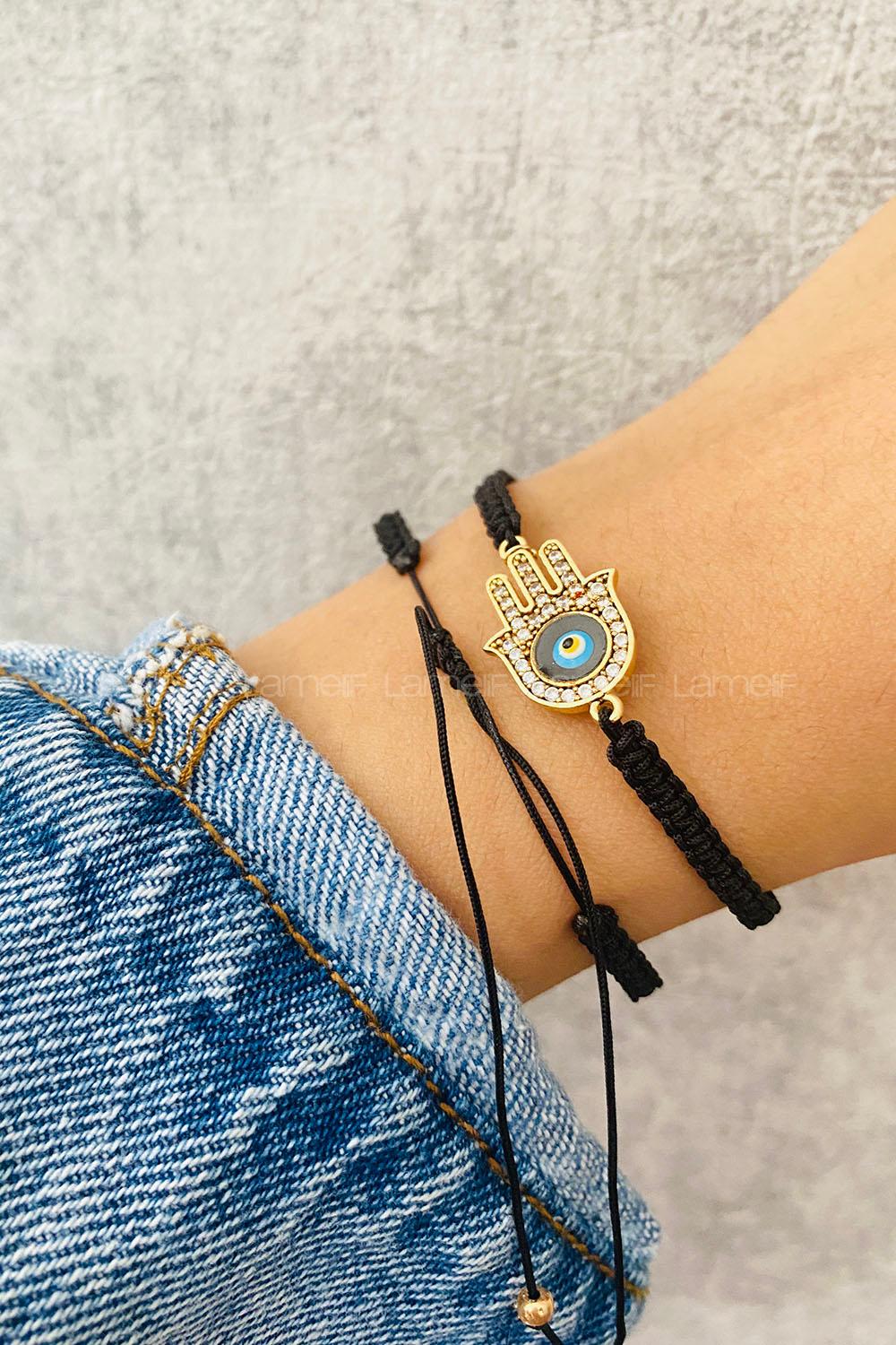 Black Belted Gold Straight Wristband