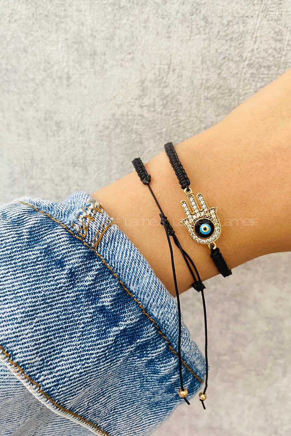 Black Belted Gold Straight Wristband