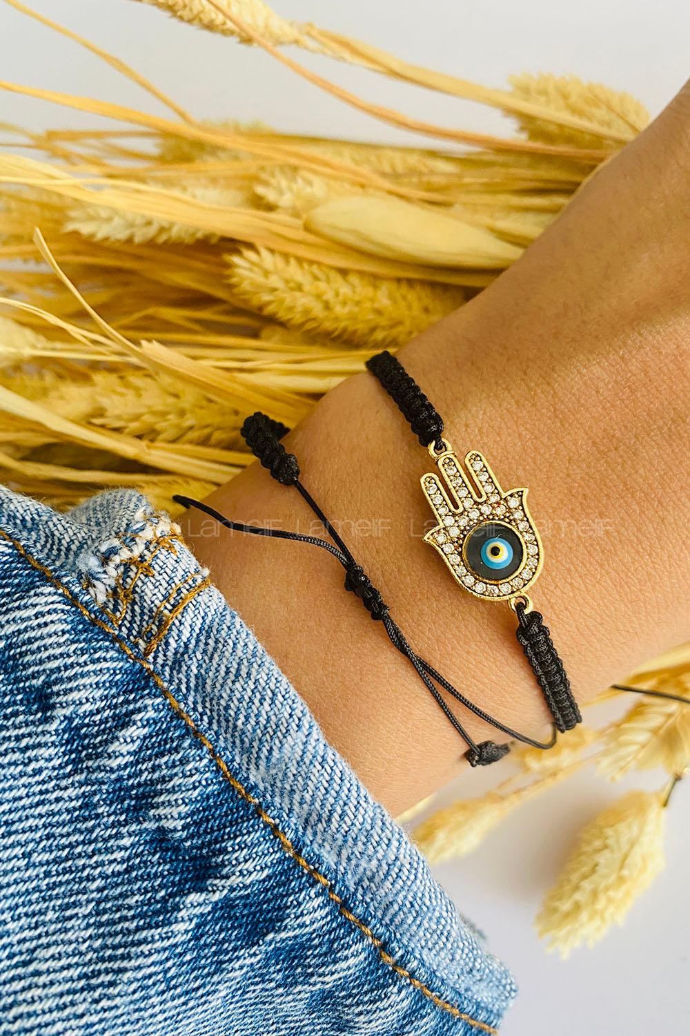 Black Belted Gold Straight Wristband