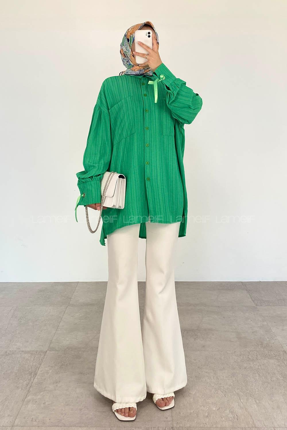 Green-1 Shirt Collar Long Arm Cotton Printed Shirt