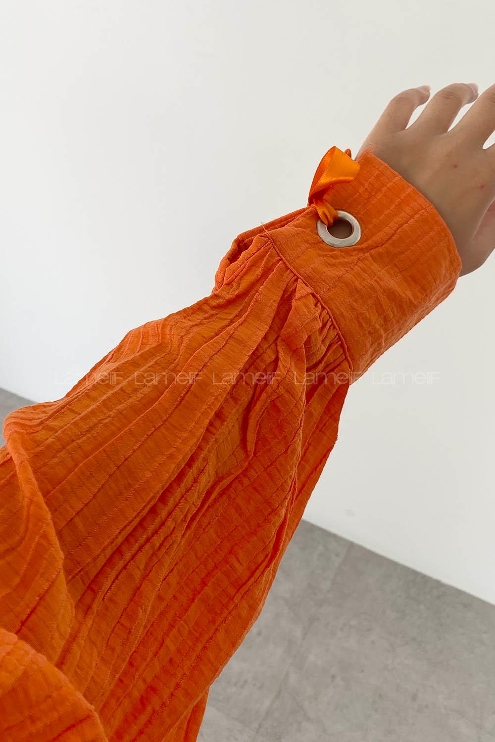 Orange Shirt Collar Long Arm Cotton Printed Shirt
