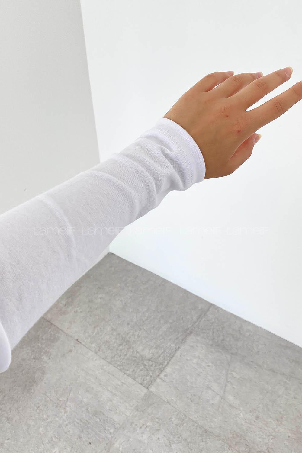 White Crew Neck Long Arm Cotton Body