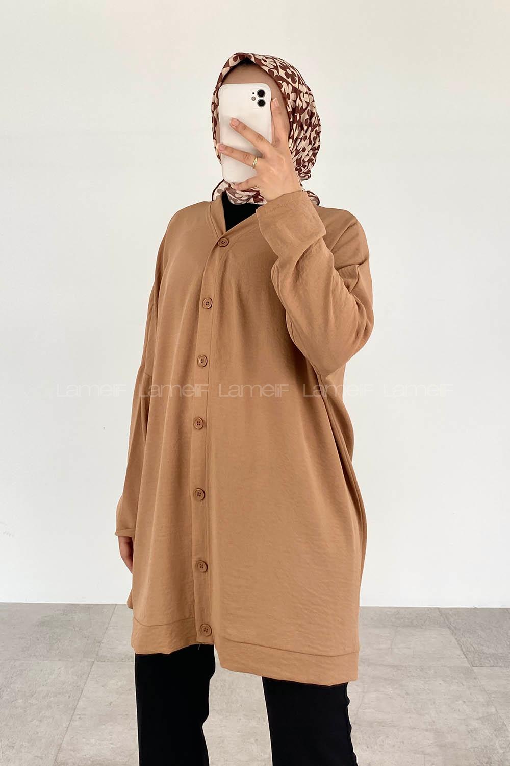 Camel V Neck Bat Sleeve Arm Ayrobin Cardigan