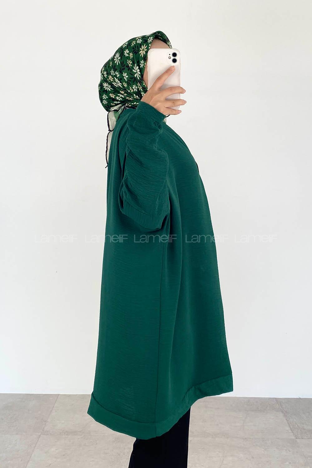 Emerald Green V Neck Bat Sleeve Arm Ayrobin Cardigan