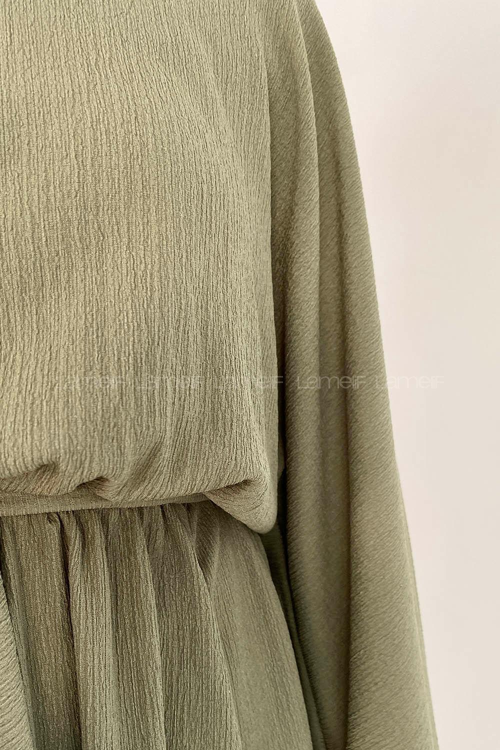 Green Crew Neck Cotton Fabric Unprinted Tunic