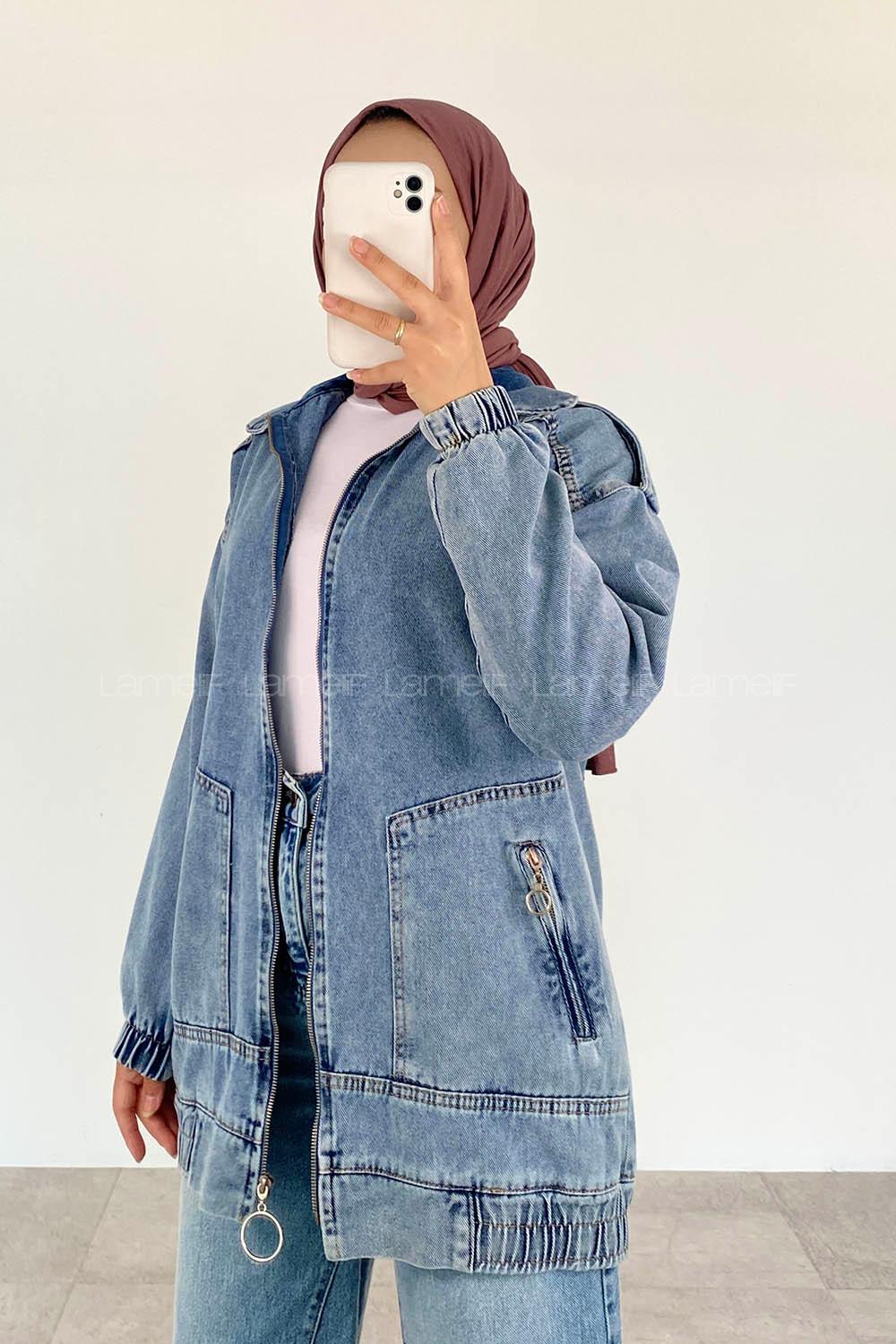 Ice Blue Shirt Collar Long Arm Denim Denim Jacket
