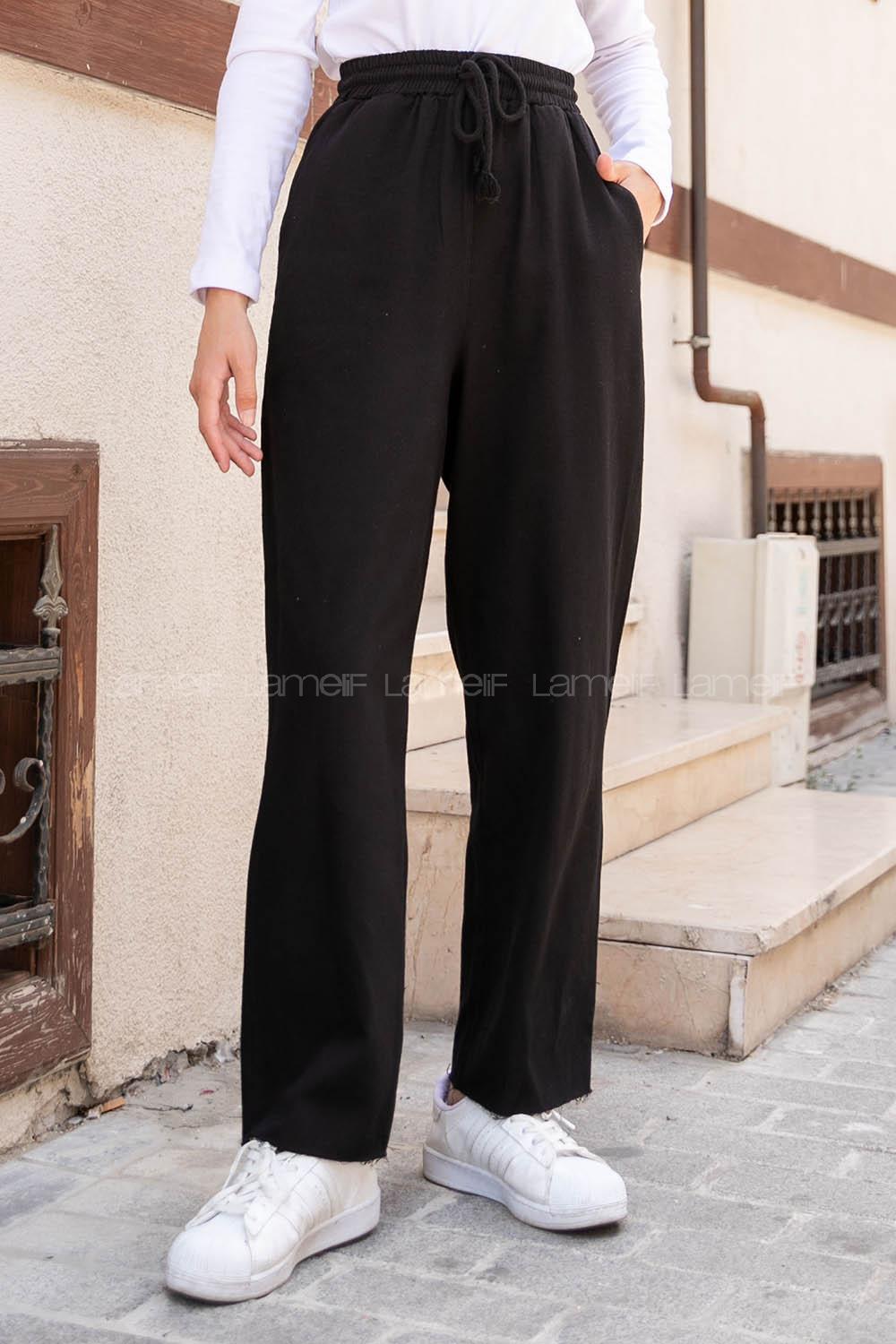 Black Gabardin High Waist Comfortable Pants