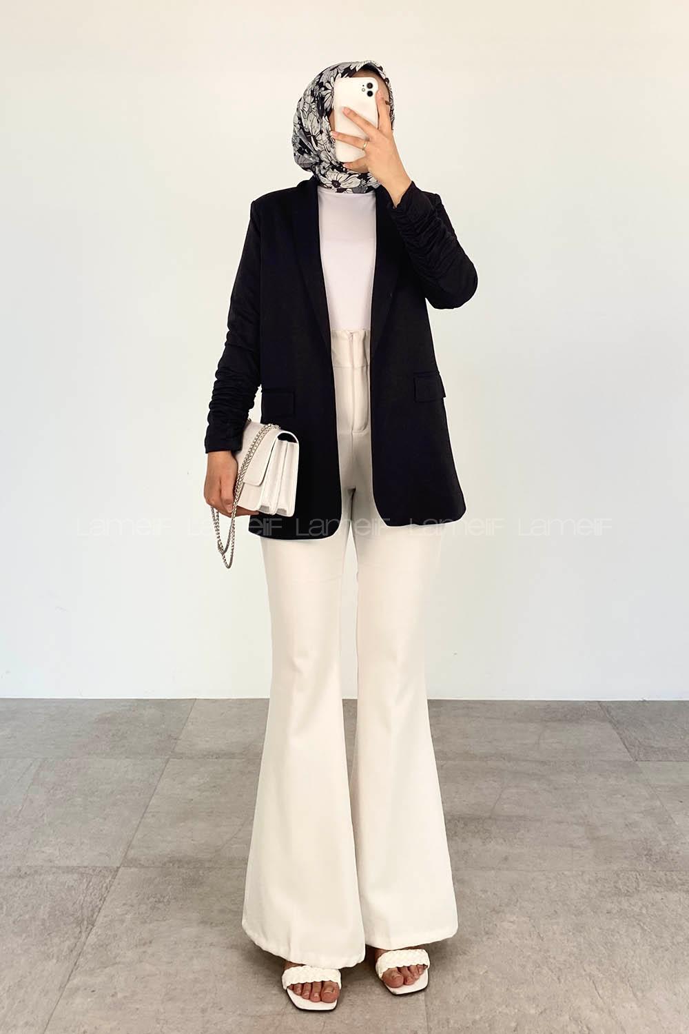 Black Scoop Neck Long Arm Atlas Jacket