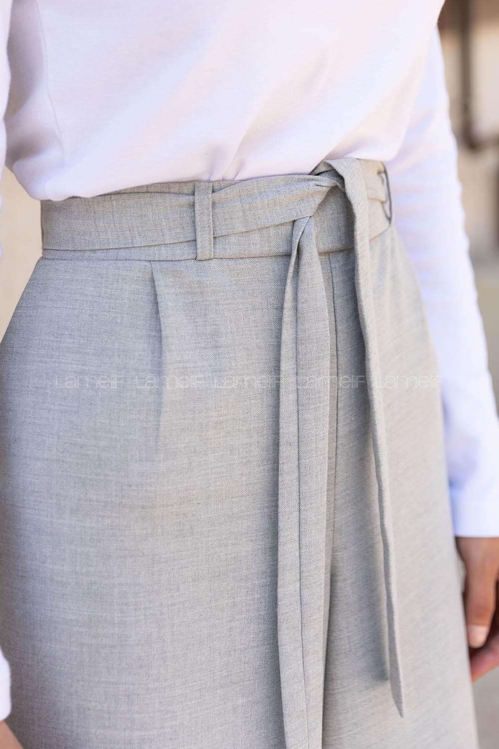 Light Grey Cotton High Waist Material Comfortable Pants