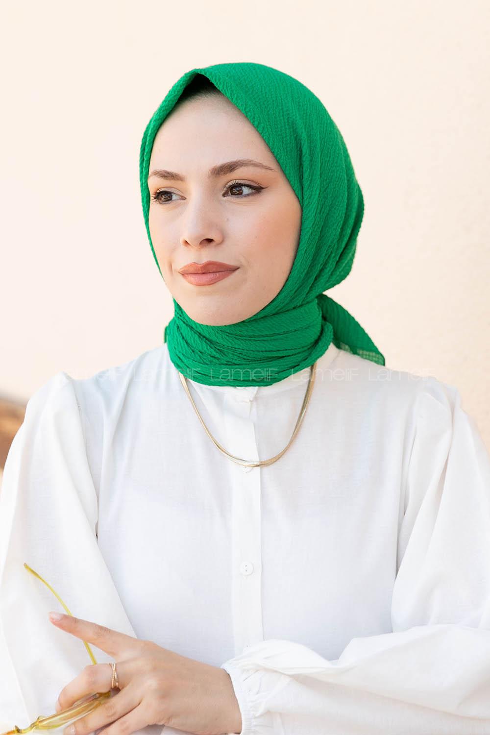 Green Cotton Fabric Straight Shawl