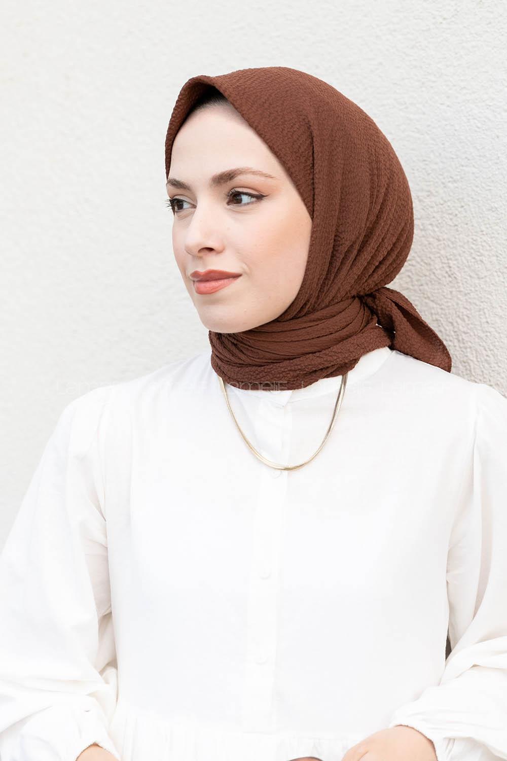 Brown Cotton Fabric Straight Shawl