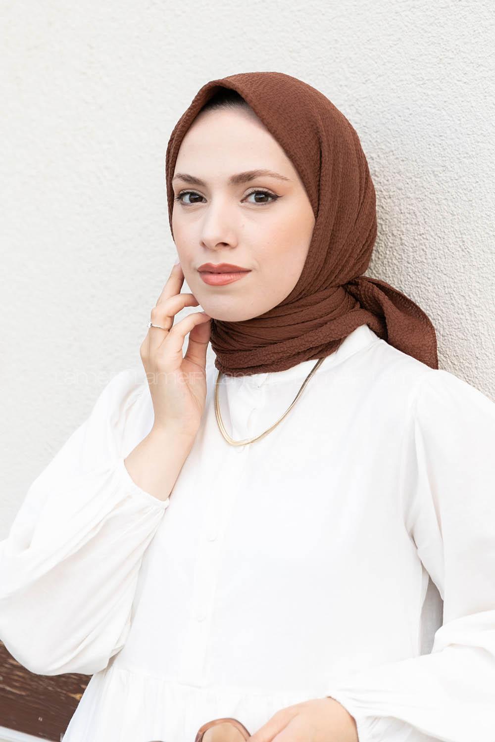 Brown Cotton Fabric Straight Shawl