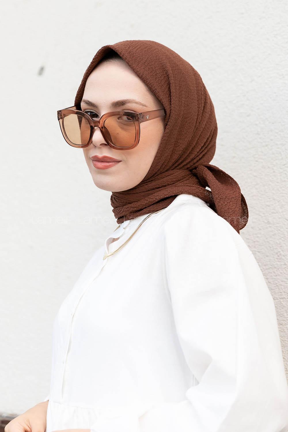 Brown Cotton Fabric Straight Shawl