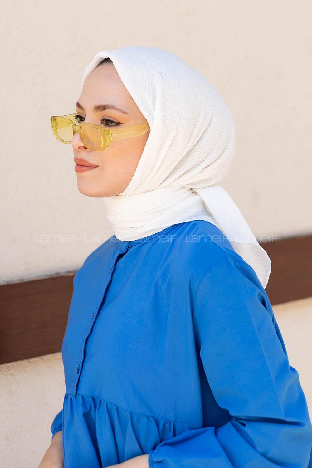 Off White Cotton Fabric Straight Shawl