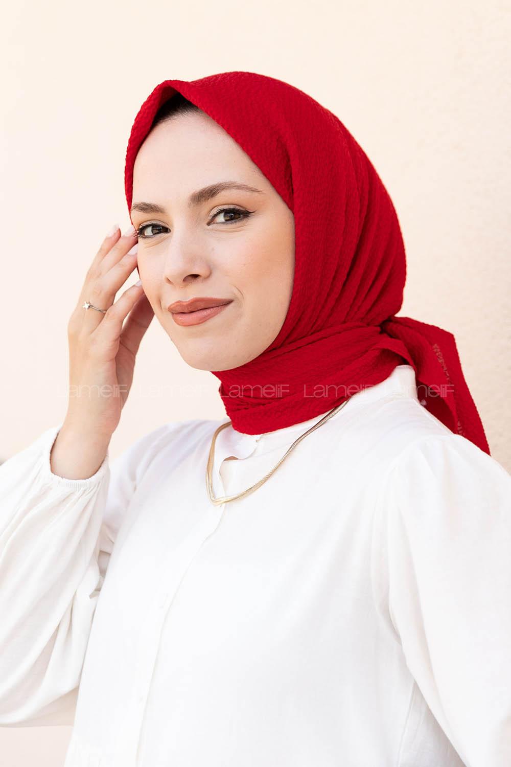 Red Cotton Fabric Straight Shawl