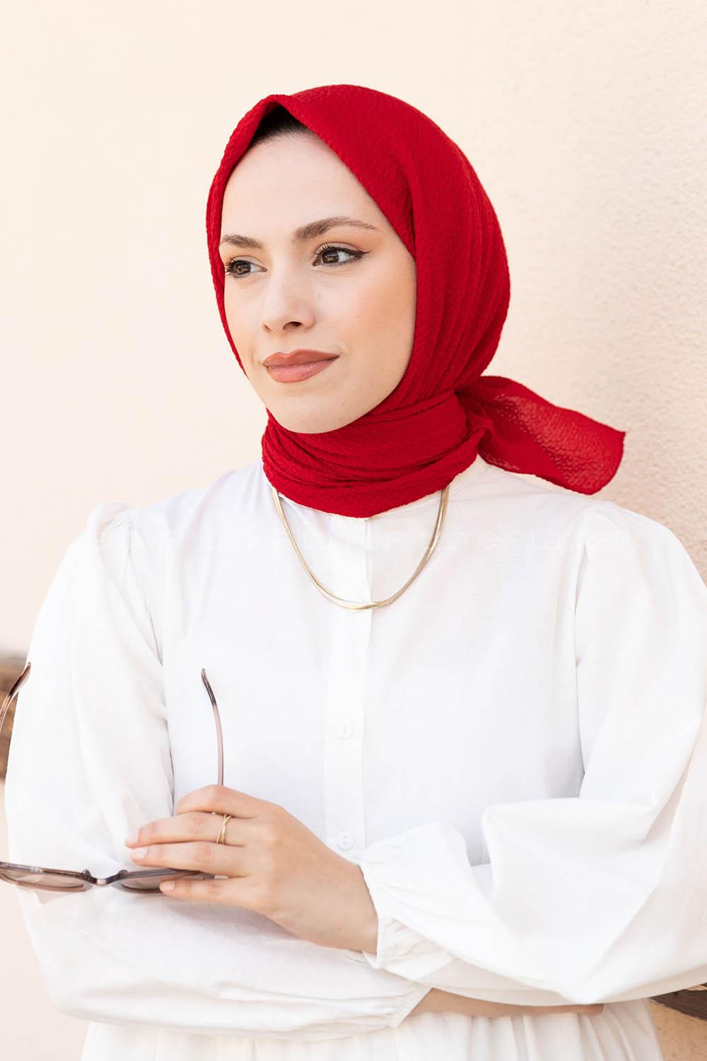 Red Cotton Fabric Straight Shawl