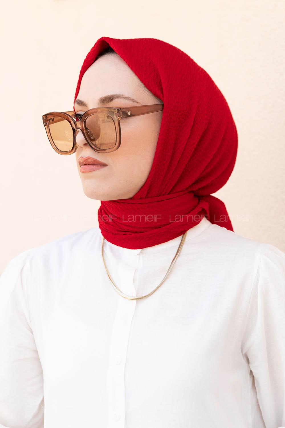 Red Cotton Fabric Straight Shawl