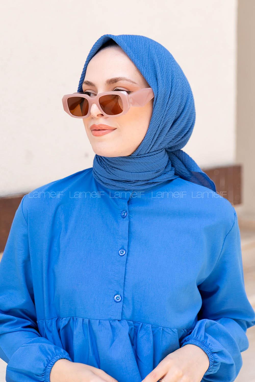 Light Blue Cotton Fabric Straight Shawl