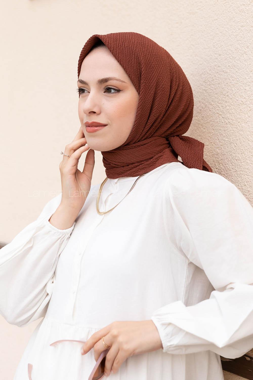 Lamelif Mio Caz Eşarp Kızıl Kahve